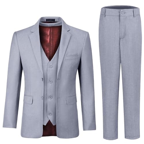 Boy's Formal Suit Set Slim Fit Light Grey Kids Tuxedo Suits for Wedding Teen Toddler Boy Dress Suit Outfit Size 5 - Image 1