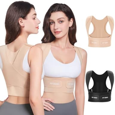 Fit Geno Posture Corrector for Women Invisilite: Invisible Lightweight Back Brace for Neck Shoulder & Upper Back Pain Relief - Improve Posture Correct Hunchback Slouching Under Clothes Medium - Image 1