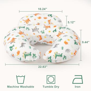Nursing Pillow, More Support for Mom and Baby, Removable Cotton Cover and Colorful Animal Patterns, Machine Washable, Plus Size Baby Pillow, White - Image 3