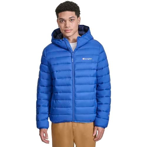 Champion Men's Performance Lightweight Puffer Jacket with Hood, Surf The Web - Image 1