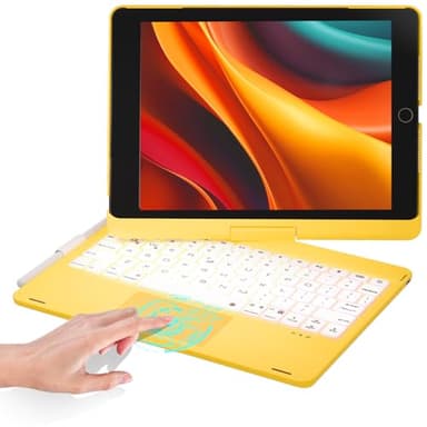 BABG iPad 9th Generation Case with Keyboard, 360° Rotatable Backlit Keyboard with Pencil Holder for 10.2 inch iPad 9th Gen 2021/ 8th Gen 2020/ 7th Gen 2019 and iPad Air 3 / Pro 10.5" - Yellow - Image 1