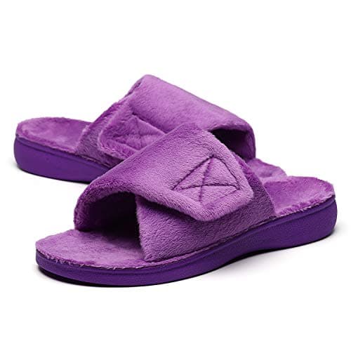 SOLLBEAM Women's Plantar Fasciitis Fuzzy House Orthopedic Adjustable Slippers With Arch Support Orthotic Heel Cup Sandals For Ladies - Image 1