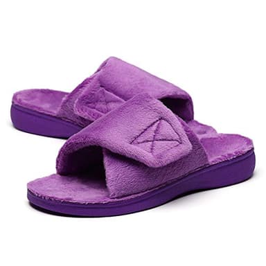 SOLLBEAM Women's Plantar Fasciitis Fuzzy House Orthopedic Adjustable Slippers With Arch Support Orthotic Heel Cup Sandals For Ladies - Image 1