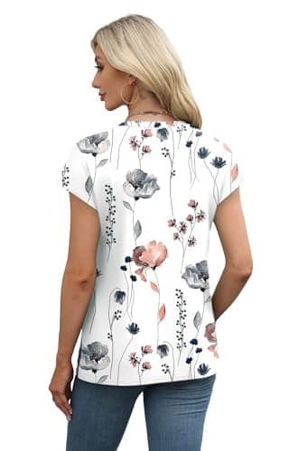 XIEERDUO Oversized T-Shirts for Women Cute Short Sleeve Tunic for Spring Going Out Tops Printed D XXL - Image 5