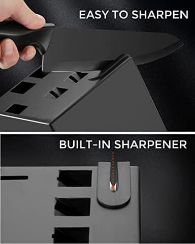 syvio Block Knife Set, 15 Pcs Kitchen Knife Set with Block and Sharpener, with Heavy Poultry Shears and 6pcs Serrated Steak Knives Razor-Sharp, Stainless Steel, Lightweight, Anti-Slip Handle - Image 4