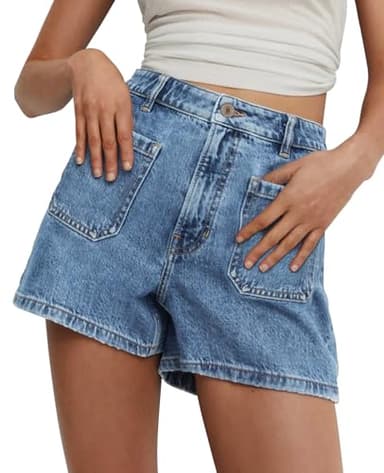 onlypuff Denim Shorts for Women Summer Blue Jean Shorts High Waisted Denim Shorts Distressed Ripped Jean Shorts Mid Rise M - Image 3