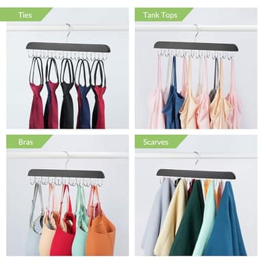 OMHOMETY 2 Pack Belt Hanger for Closet, Sturdy Wood Belt Organizer with 40 Hooks, Hanging Belt Rack Belt Storage Holder, Black - Image 5