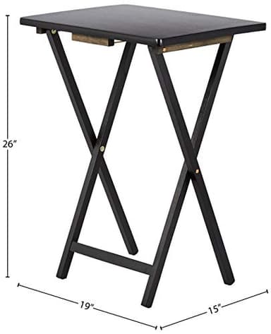 Amazon Basics Portable TV Dinner 4-Pack Rectangular Folding Tray Table with Storage Rack, Black, 15" x 19" x 26" - Image 5