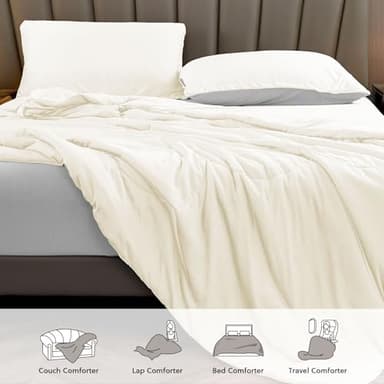 HOMFINE Cooling Comforter Japanese Double-Sided Cold Tech Fabric Cooling Blanket for Night Sweats Hot Sleepers, Q-Max 0.45 Soft Breathable Silky Smooth Lightweight Beige Summer Comforter Queen - Image 6