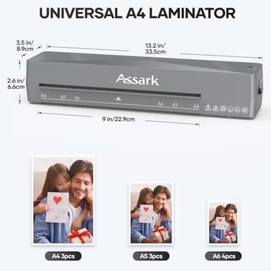 Assark Laminator Machine 9 Inch, laminator with 10 Laminating Sheets, Laminating Machine Quick preheating with Paper Cutter, Low Noise, Plastificadora with ABS Jam Free - Image 6