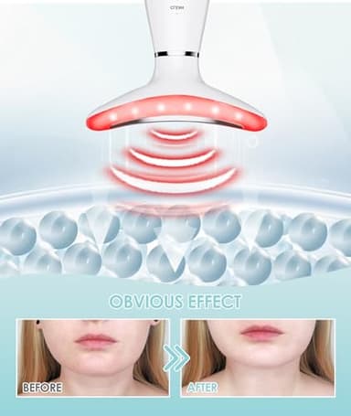 ELISHINE 7 Color Neck Face Massager - Facial Massager Tool for Skin Care at Home, Vibrating Face Massager with Thermals, Galvanic Machines White - Image 5