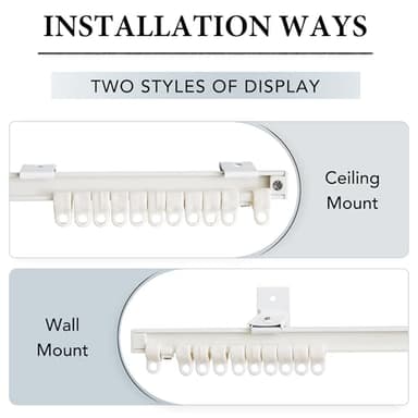 RYB HOME Blackout Room Divider Curtains with Flexible Track Ceiling/Wall Mount, Extra Wide Floor to Ceiling Curtains with Hooks for Bedroom/Office/Study/Living Room, White, W120 x L84, 1 Panel - Image 5