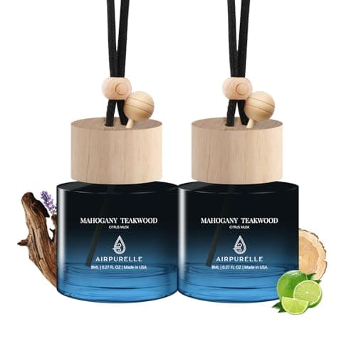 Car Air Freshener Hanging 2 Pack Car Air Fresheners Diffuser - Mahogany Teakwood Fragrance Oil Air Diffuser for Car, 45+ days Long Lasting Fragrance, Two 0.27 FL OZ/8ML Made in USA Car Air Fresheners - Image 1
