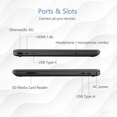 HP 15 Laptop (Include 1 Year Office 365), 16GB RAM, 1TB SSD, 15.6" FHD 1080p IPS Display, AMD Dual Core Processor, Ethernet Port RJ-45, SD Card Reader, Windows 11 Pro, WOWPC Recovery USB - Image 6