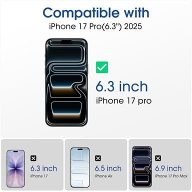 amFilm OneTouch Screen Protector for iPhone 17 Pro 6.3'' + Camera Lens Protector | Auto-Alignment Install | Bubble Free | 9H Tempered Glass | Shatterproof | FHD Clarity | Case Friendly | 2+4 Pack - Image 2
