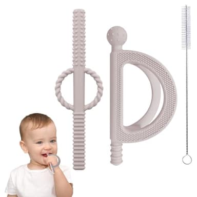 2 Packs Baby Teether Tubes Toys 6-12 Months,Food Grade Silicone Teething Relief Toys for 0-6,12,18 Months Infant,Silicone Chew Toys for Baby - Image 1
