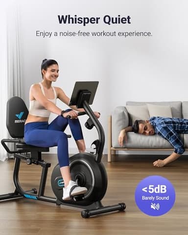 MERACH Recumbent Exercise Bike for Home with Smart Bluetooth and Exclusive App Connectivity, LCD, Heart Rate Handle, S08 Magnetic Recumbent Bikes, Black - Image 3