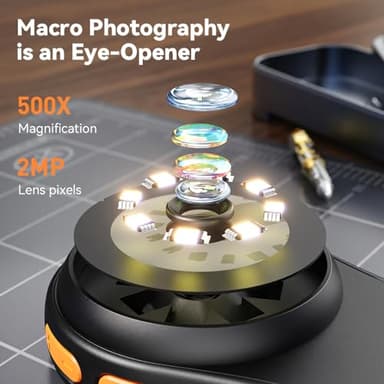 Microscope for Adult-2.0 Inch IPS Screen 100X Pocket Microscope, 3-Level Adjustable LED Lights Portable Handheld Mini Microscope,USB Connection to PC - Image 2