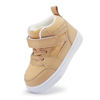 BMCiTYBM Baby High Top Sneakers Boy Girl Walking Shoes Infant First Walker Shoes for 6 9 12 18 24 Months Khaki Size 5 Toddler - Image 1