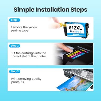 812XL Ink Cartridge Combo Pack Remanufactured Replacement for Epson 812XL 812 XL Ink Cartridges for Epson Workforce Pro WF-7840 WF-7820 WF-7310 EC-C7000 Printer (4 Pack, Black Cyan Yellow Magenta) - Image 7