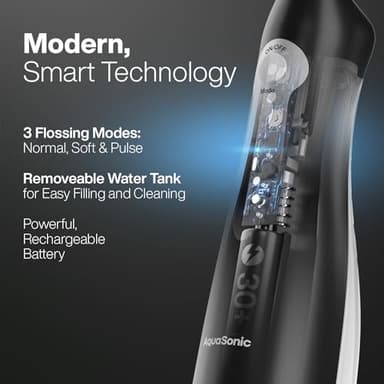 AquaSonic Aqua Flosser - Cordless Rechargeable Water Flosser for Teeth - Waterproof, Portable Oral Irrigator for Dental Cleaning with 5 Jet Tips – Braces Home Travel - Image 3