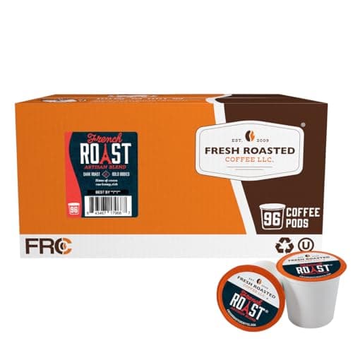 Fresh Roasted Coffee, French Roast, Dark, 96 Pods for K Cup Brewers - Image 1