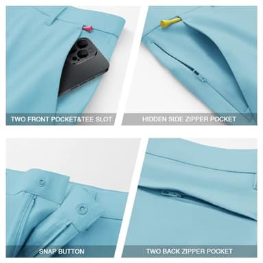 M MAELREG Mens Golf Shorts Quick Dry Fit Lightweight 9 Inch Inseam Casual Flat Front Zip Pocket Mens Dress Shorts - Image 4