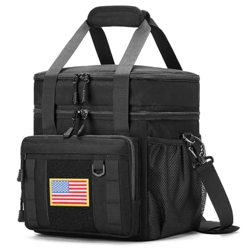 Gafetrey Expandable Large Tactical Lunch Box for Adults, Heavy Duty Durable Lunch Cooler Bag with MOLLE Lunch Pail for Work Camping Fishing Picnic (Black, 16L) - Image 1