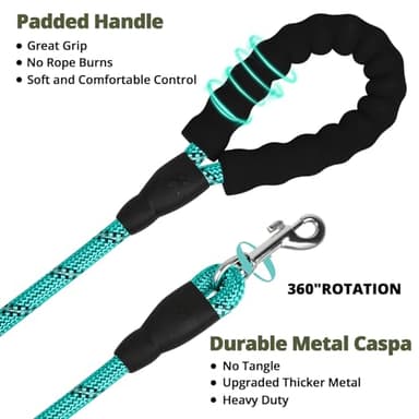 jenico Long Dog Leash 20FT: 3/8'' Heavy Duty Rope Leashes for Dogs Training with Lockable Hook Reflective Threads Bungee and Padded Handle - Dog Lead for Large Small Medium Dogs Outside Walking - Image 2