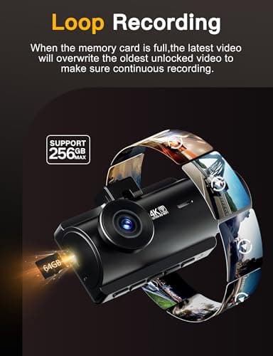 QCONTROL® 4K 5G WiFi 3 Channel Dash Cam Front and Rear Inside, 4K+1080P+1080P Dash Camera for Cars, GPS Dashcam, Car Camera with 3-Inch Screen, IR Night Vision, 24Hr Parking Mode, G-Sensor, 64GB Card - Image 8
