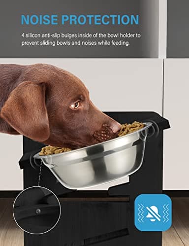 Vantic Elevated Dog Bowls, Adjustable Raised Dog Bowl Stand for Large and XLarge Pet, Sturdy Bamboo Food Feeder with 2 Stainless Steel Dishes, Black - Image 5
