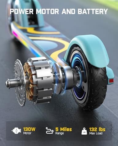 FanttikRide C9 Pro Electric Scooter for Kids 8-12, Adjustable Handlebar Height for Riders 3.9-5.2 ft, 132 lbs, Up to 40 min Continuous Time, 5 Miles Range, 3 Speed Mode 5/8/10 MPH, Blue - Image 7