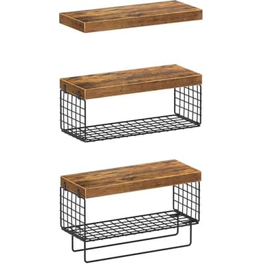 KLUVIS Bathroom Floating Shelves Over Toilet - Shelf Above Toilet Storage Small Farmhouse Decor Shelves (15.7 inch, Set of 3, Rustic Brown) - Image 8