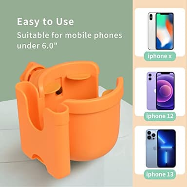 Suranew Adjustable Stroller Cup Holder with Phone Holder for Baby Stroller for Family Members (Orange) - Image 3