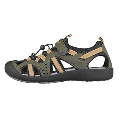 GRITION Mens Closed Toe Hiking Sandals Summer Outdoor Beach Water Sandles Waterproof Comfortable Fisherman Sport Athletic Adventures Walking Traveling Shoes Sandal (7.5 US / 40 EU, Yellow/Green) - Image 2