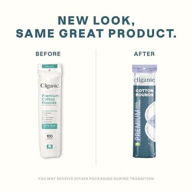 Cliganic Premium Cotton Rounds for Face (300 Count) - Makeup Remover Pads, Hypoallergenic, Lint-Free | 100% Pure Cotton (Packaging May Vary) - Image 2