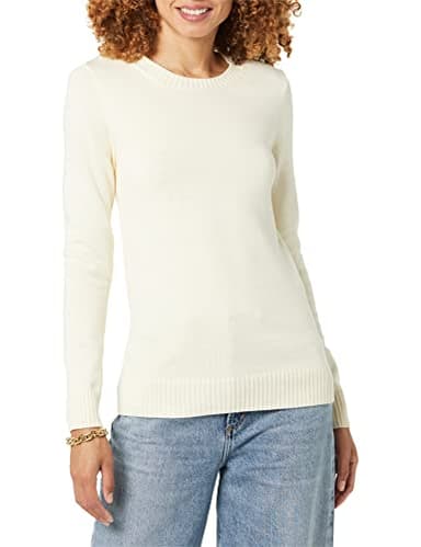 Amazon Essentials Women's Crewneck Sweater, 100% Cotton, Pale Peach, Small, Plus Size Available - Image 1