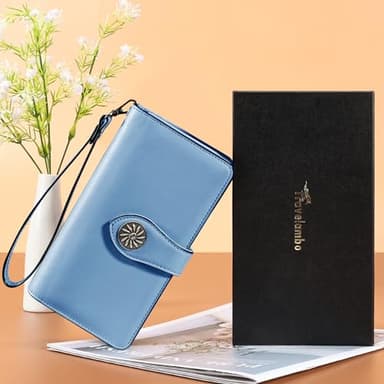 Travelambo Women's Wallet RFID Blocking Wristlet Clutch Purse with Large Capacity & Removable Strap - Image 6