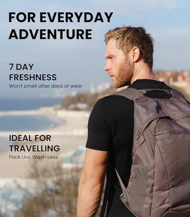 Merino Wool T-Shirt Mens - Short Sleeve Merino Wool Shirts for Men Sport Lightweight Thermal Base Layer Hiking Tshirt (Large, Coal Black) - Image 5