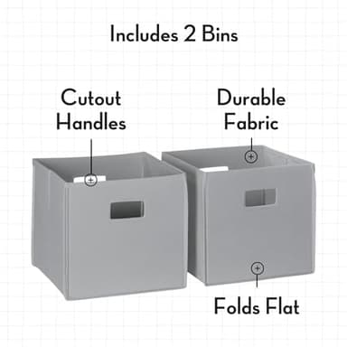 RiverRidge Catch-All Kids Toy Storage Organizer with 3 Cubbies and 2 Storage Bin Compartments - 35 Inch Wide White and 2 Gray Fabric Bins Kids Room Decor Toy Organizers and Bins - Image 5