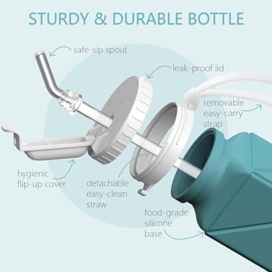 BEAUTAIL Collapsible Water Bottles 20.6oz 2 Pack, Silicone Foldable Portable Water Bottle, Lightweight Reusable Leakproof for Travel Camping Hiking Cycling Yoga Sports Outdoor (Blue+DarkBlue) - Image 4