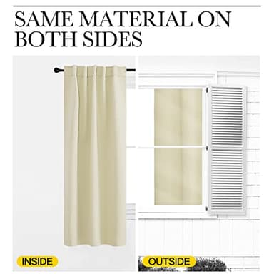 NICETOWN Farmhouse Curtains for Bedroom, Room Darkening Curtains with Rod Pocket and Back Tab, Home Decoration (Beige, 70" Wide x 95" Long, 1 Pair) - Image 6