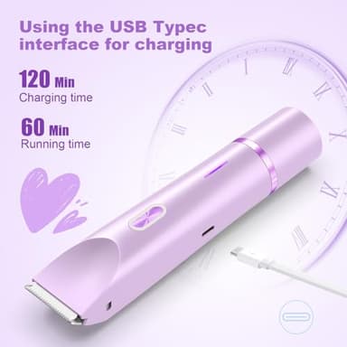 CheckSimple 2025 New Bikini Trimmer for Women,Dermave Bikini Shaver,2-in-1 Electric Razors for Women(Purple) - Image 6