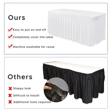 Nasitos White Table Skirt for 6 Foot Rectangle Tables, 4 Pack - 72 x 30 Inch - Stretch Spandex Fitted Table Clothes, Fabric Table Covers Cocktail Tablecloths for Party, Banquet, Birthday - Image 5