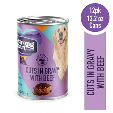 A Strong Heart Wet Dog Food, Cuts in Gravy with Beef - 13.2 oz Cans (Pack of 12), Made in The USA with Real Beef - Image 2