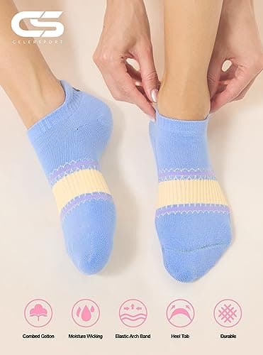 CS CELERSPORT Running Socks for Women and Men Ankle Athletic Colorful socks Low Cut Sports Tab Socks for Men and Women (6 Pairs), Small, Multicolor - Image 4