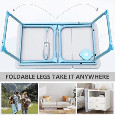 Laptop Desk for Bed Couch,Lap Desk for Laptop,Portable Laptop Stand for Desk,Small Adjustable Laptop Desk,Foldable Bed Table for Laptops and Writing, Bed Tray Table with Cup Holder(Blue) - Image 7