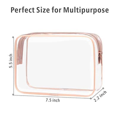 PACKISM Clear Makeup Bag - TSA Approved Toiletry Bag for Travel Size Toiletries, Travel Clear Toiletry Bag Quart Size Bag, Carry on Airport Airline Compliant Bag, Rose Pink(for age 12 or above) - Image 4