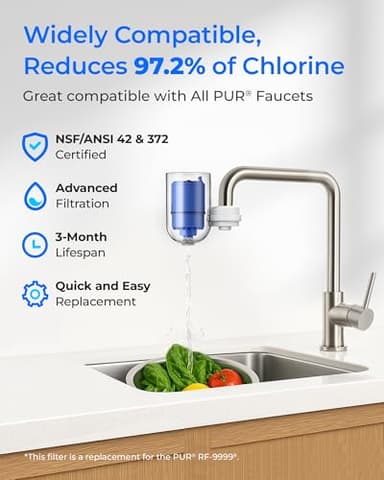 Waterdrop NSF Certified Water Filter, Replacement for All PUR®, PUR®PLUS Faucet Filtration Systems, Pur® RF-9999® Faucet Water Filter (3 Count), Model No.: WD-C08A - Image 2
