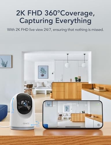 GNCC Indoor Security Camera, 2K Cameras for Home Security with Motion Detection, Baby/Pet Camera with Phone App, Night Vision, 2-Way Audio, Works with Alexa & Google Home, 2.4G WiFi (only) - Image 3